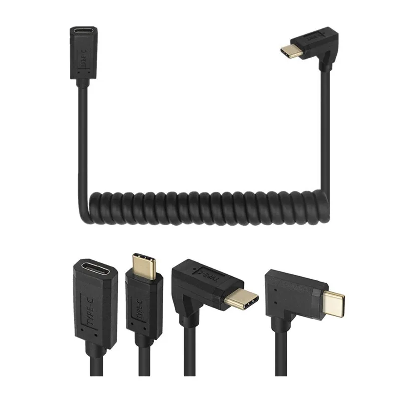スプリング格納式金メッキ 3A 10Gb/s USB 3.1 Type-C オス - メス データ延長ストレッチ カール フレキシブル コイル状ケーブル
