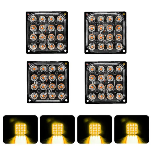 Luces estroboscópicas Fso ámbar de 4 piezas, luces de emergencia, linterna de policía, luces de señal de giro, 12V-24V, estroboscopios para coche