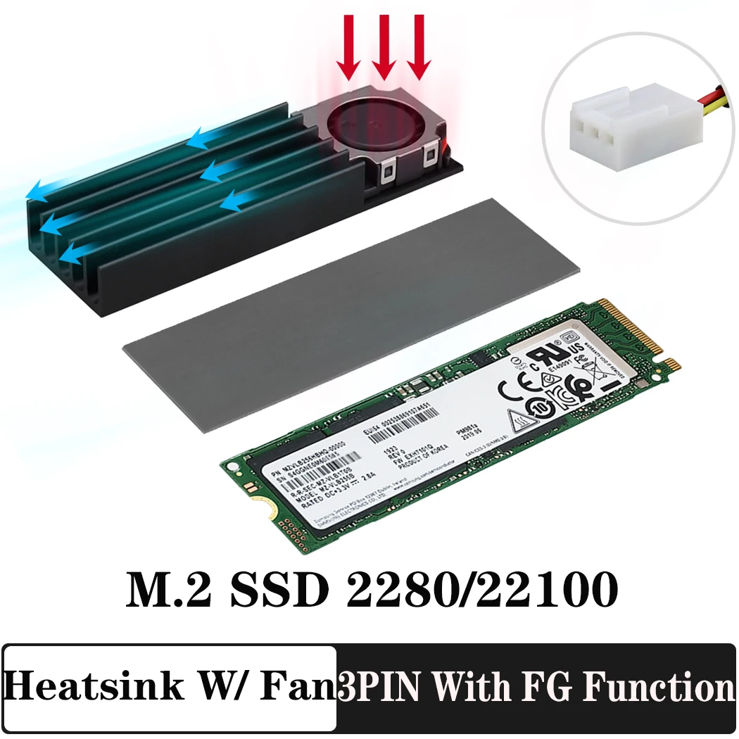 

3Pcs Gdstime M.2 Solid State Hard Disk Fan for M2 NVME SATA 2280 22110 SSD Heatsink Heat Radiator Cooling Silicon Therma Pads