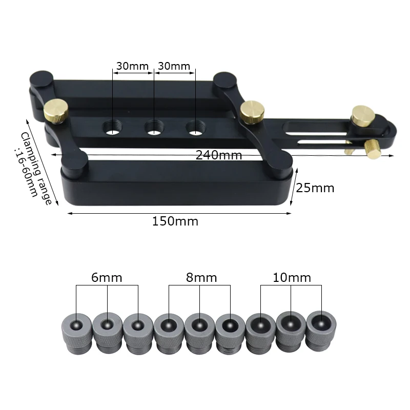 Self Centering Doweling Jig Kit 6/8/10mm Adjustable Clip Drill Guide Hole Puncher Locator Woodworking DIY Furniture Tools