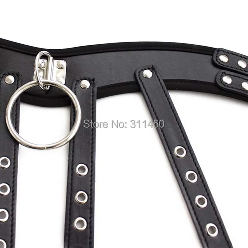 Women Studded PU Leather Cupless Teddy Open Breast Body Harness Fetish Wear Bodysuit Mistress Role Play Costume