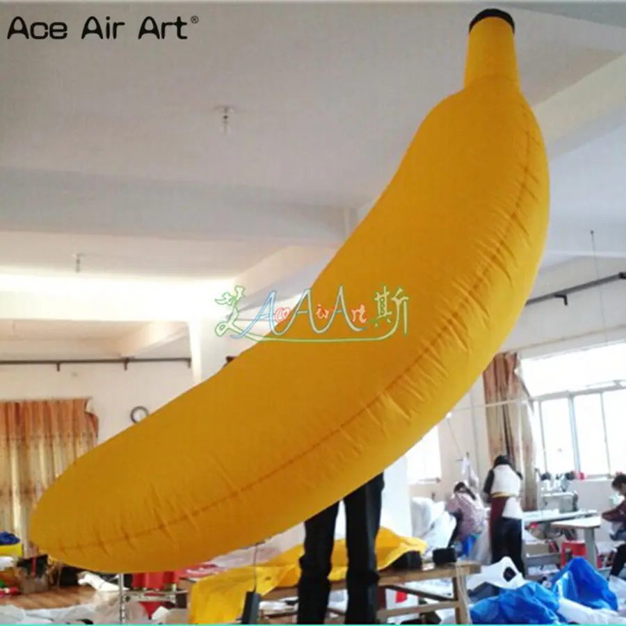 Giant Inflatable Banana Model for Advertising, Ceiling Hanging Decoration, Continuous Inflating, 2 Pcs