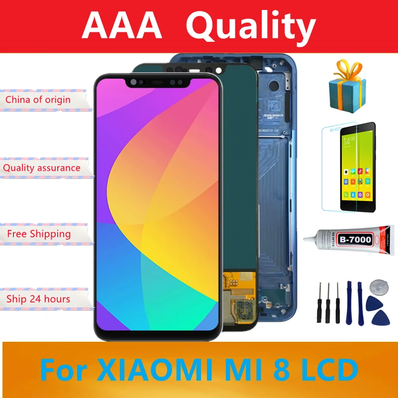 6.21\'\' Original Display For Xiaomi Mi 8 Touch Screen Digitizer Assembly With Frame For Xiaomi Mi8 Replacement Repair parts