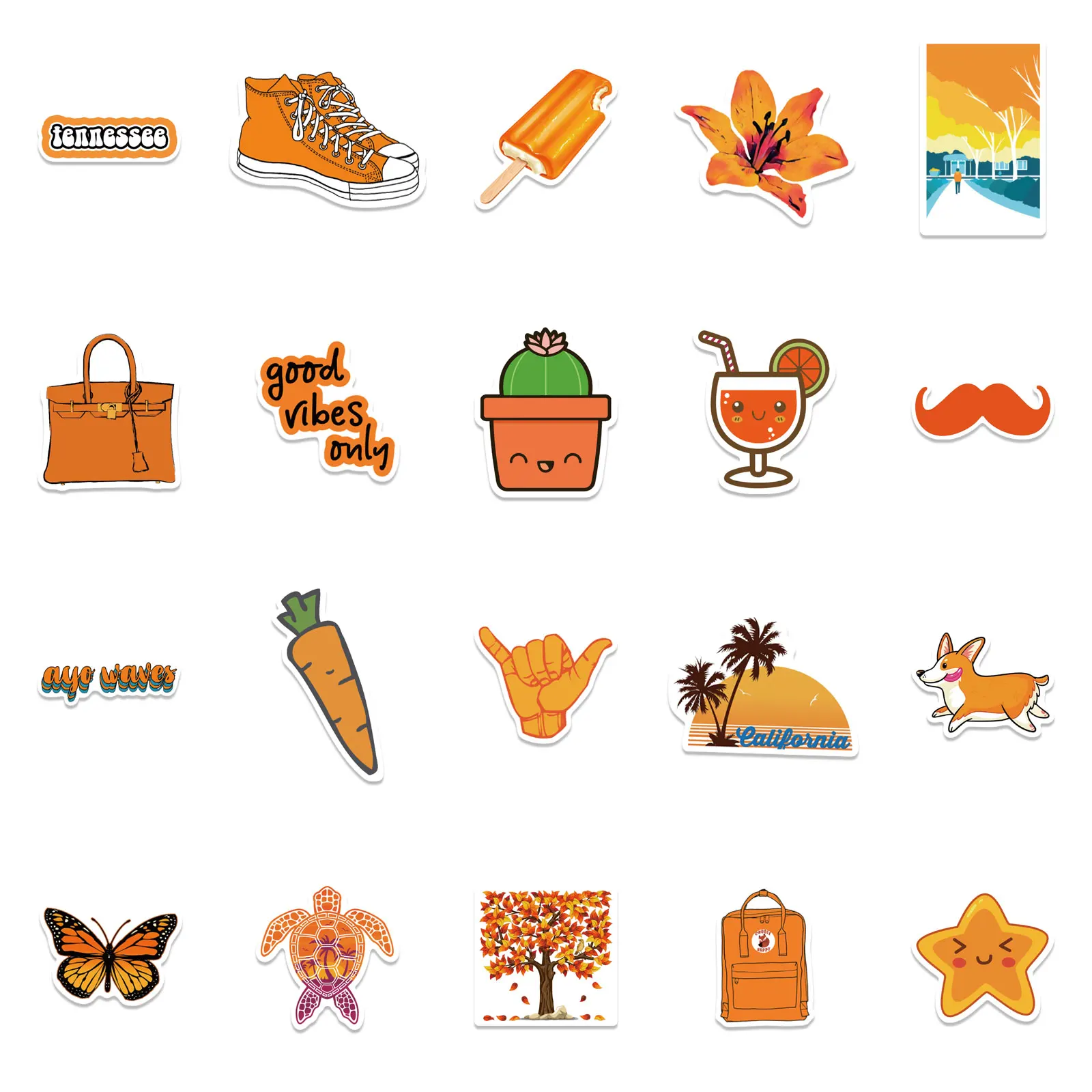 50PCS Cartoon Orange Small Fresh Cute Graffiti Scooter Laptop Waterproof Stickers Decorative Toys Wholesale