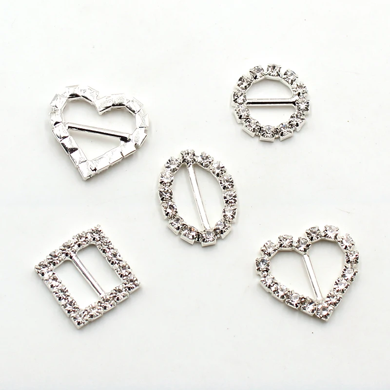 Hot sale 10pcs/Set variety of rhinestone buckle gift box invitation card decoration accessories ribbon bow ribbon slider buckle