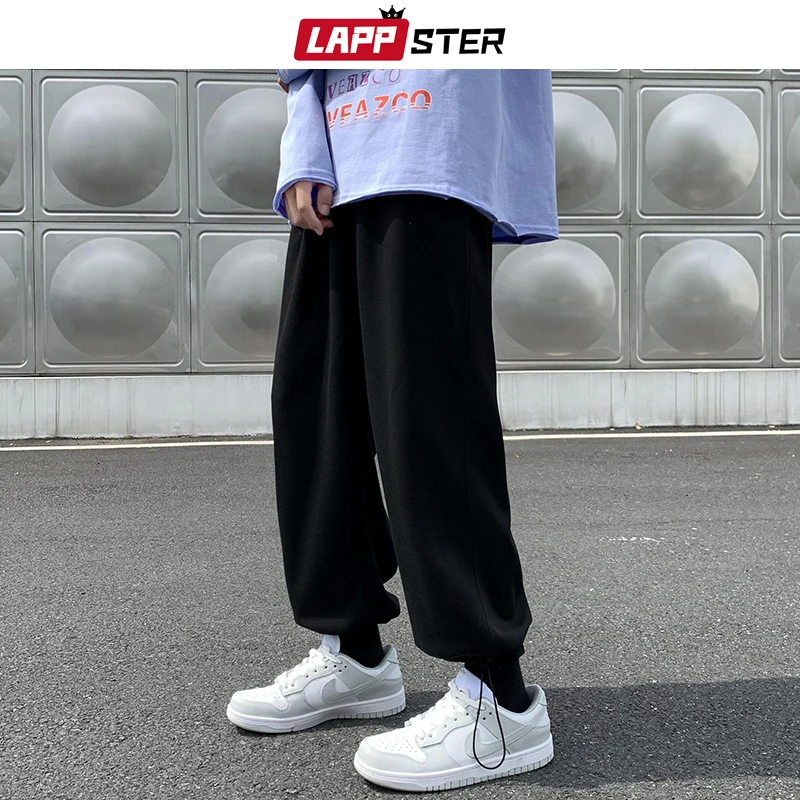 LAPPSTER Men Japanese Streetwear Solid Baggy Joggers Pants 2020 Man Korean Fashion Hip Hop Sweatpants Couple Black Trousers 5XL