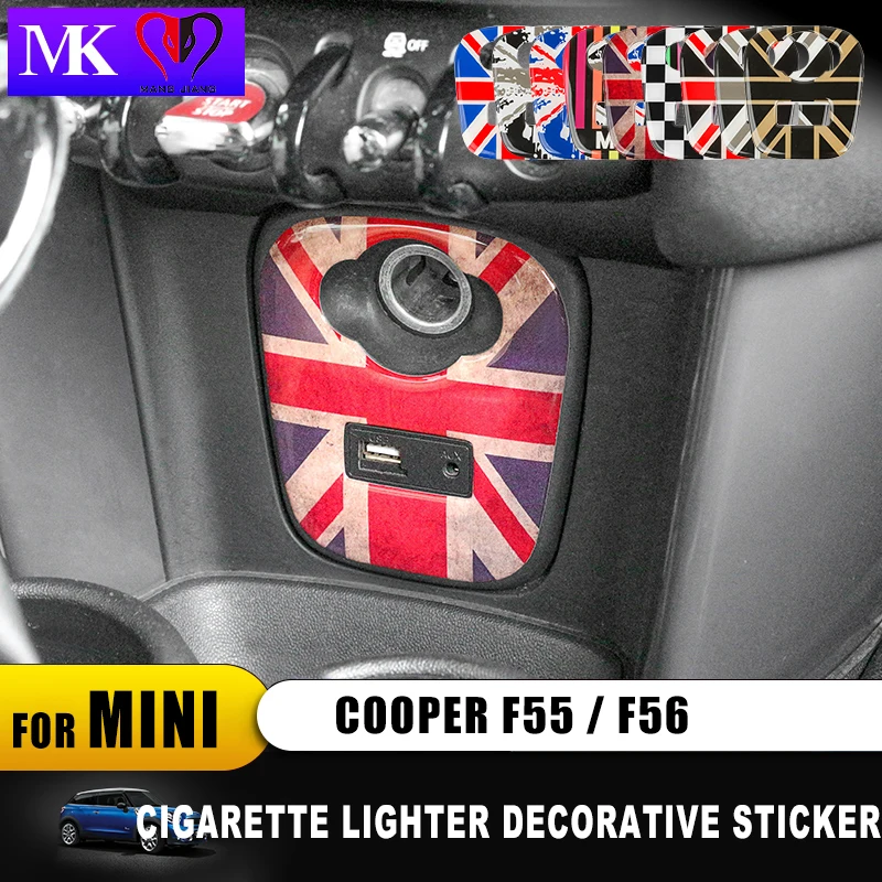 Union Jack AUX Cigarette Lighter USB Dashboard Panel 3D Soft Cover Sticker for Mini Cooper S F55 F56 F 56 Car Auto Accessories