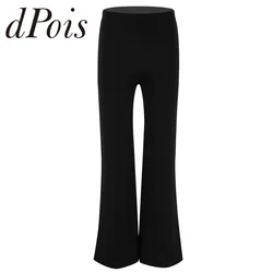 Black Kids Boys Basic Classic Stretchy Boot Cut Jazz Dance Pants Children Ballroom Latin Dance Trousers Performance Dancewear