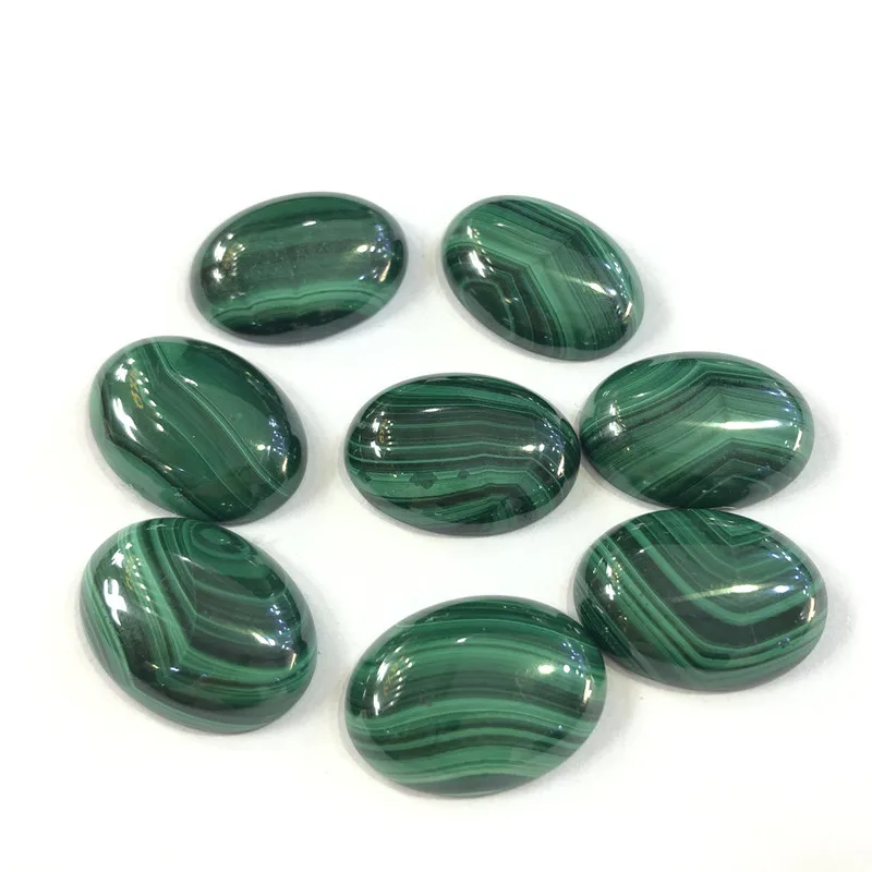 Natural Malachite Real Kyanite Beads Cabochon 18x25mm Oval Shape Gemstone CAB Semi Precious Stone for Making Jewelry 2pcs/lot