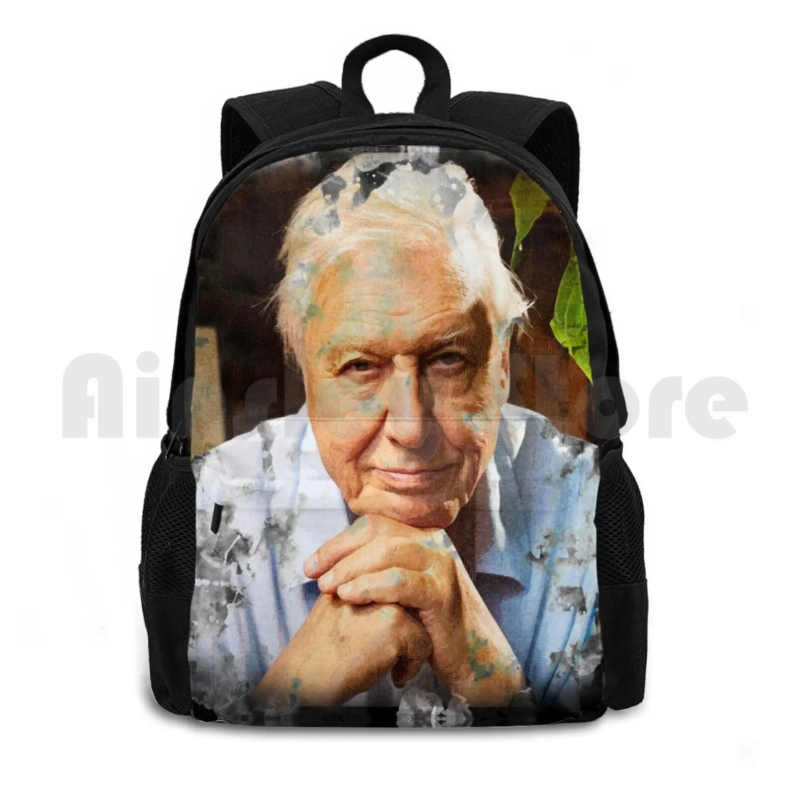 

David Attenborough Watercolour Outdoor Hiking Backpack Waterproof Camping Travel David David Attenborough David Attenborough