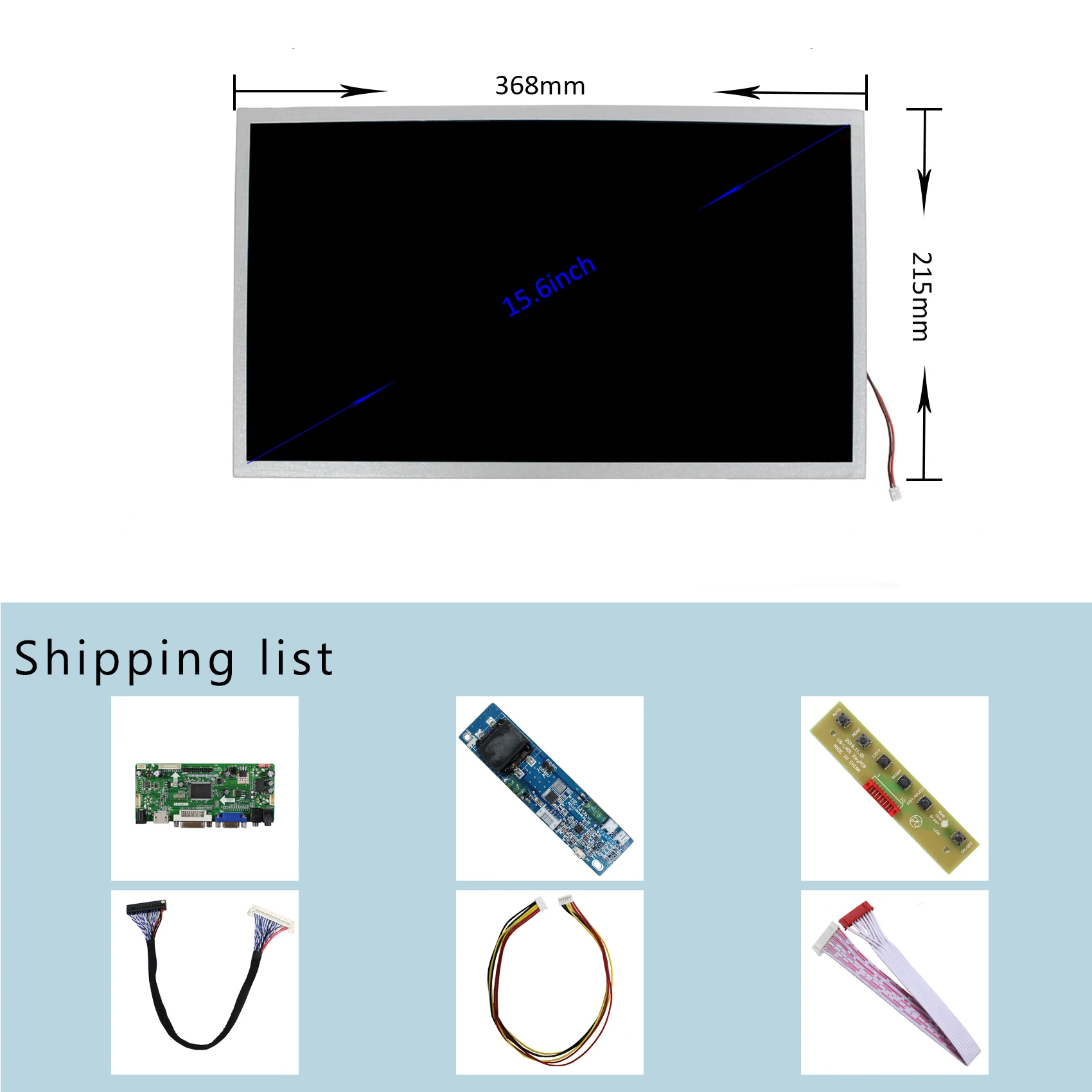 Pantalla LCD de 15, 6 pulgadas, 1920x1080 FHD, brillo, 1000NIT, lectura con luz solar, HD-MI, DVI, VGA, AUDIO