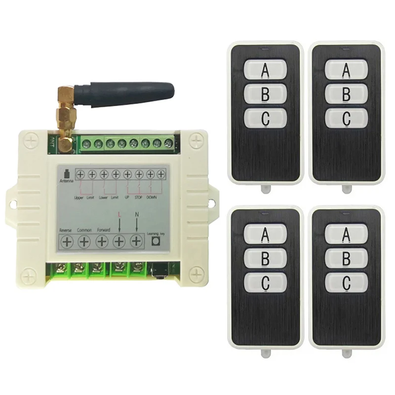 

110V 220V AC 2CH RF Wireless Remote Control switch Receiver+Transmitter tubular motor garage door projection screen shutters