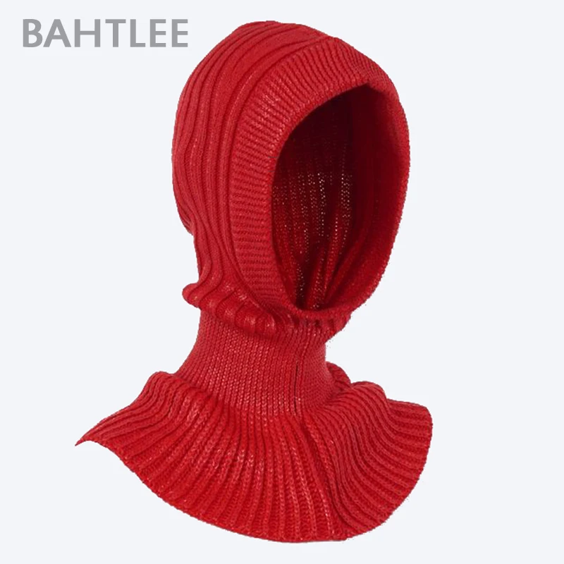 BAHTLEE-Gorro de pasamontañas de punto de lana para mujer, gorros de bufanda, gorros calentadores de cuello, Invierno