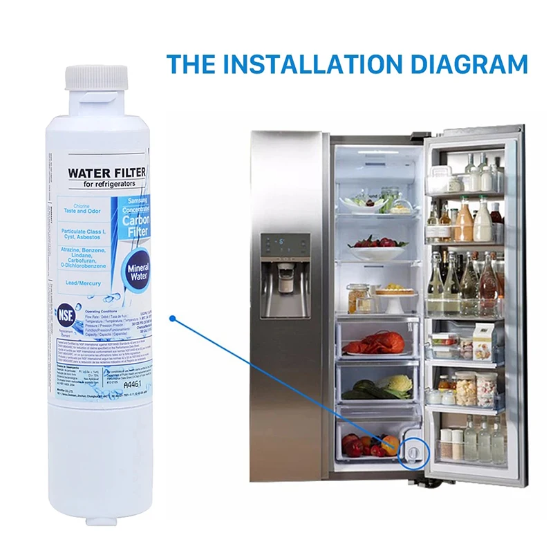 Filtro de água refrigerador para porta francesa, compatível com Samsung DA29-00020A, B, DA29-00020B-1, HAF-CIN, EXP, geladeira