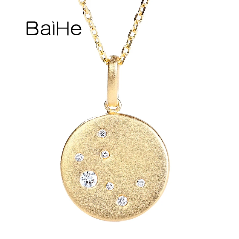 

BAIHE Solid 18K Yellow Gold H/SI Natural Diamond Necklace Women Men Clavicle Chain Gift Trendy Party Fine Jewelry Collar ネックレス