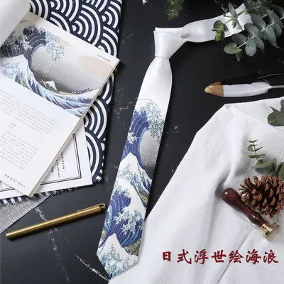 Free shipping new fashion men's male Kanagawa wave student Japanese tie gift box personality business dress 6CM Korean style