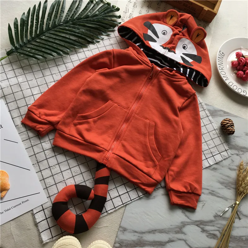 Tonytaobaby Autumn Clothing New Style Baby Zip-up Jacket Tiger Hoodie Coat with Small Tail