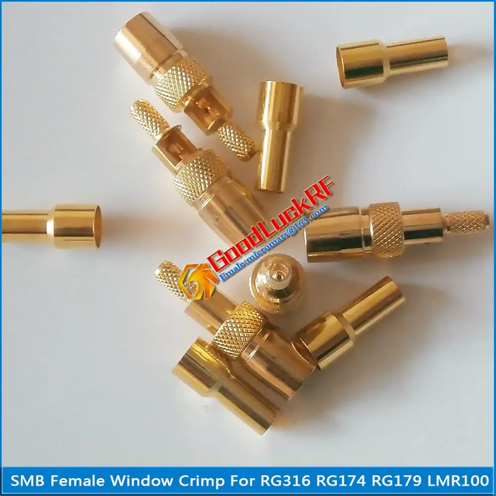 

10X Pcs/lot High-quality RF Connector SMB Female Window Plug Crimp for RG174 RG179 RG316 LMR100 Cable Coaxial