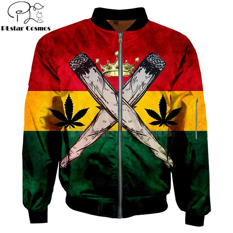 

bob marley weed 3D bomber jackets Hoodies Men Women New Fashion Zipper Hooded Long Sleeve Pullover Style skull leaf clothing-1