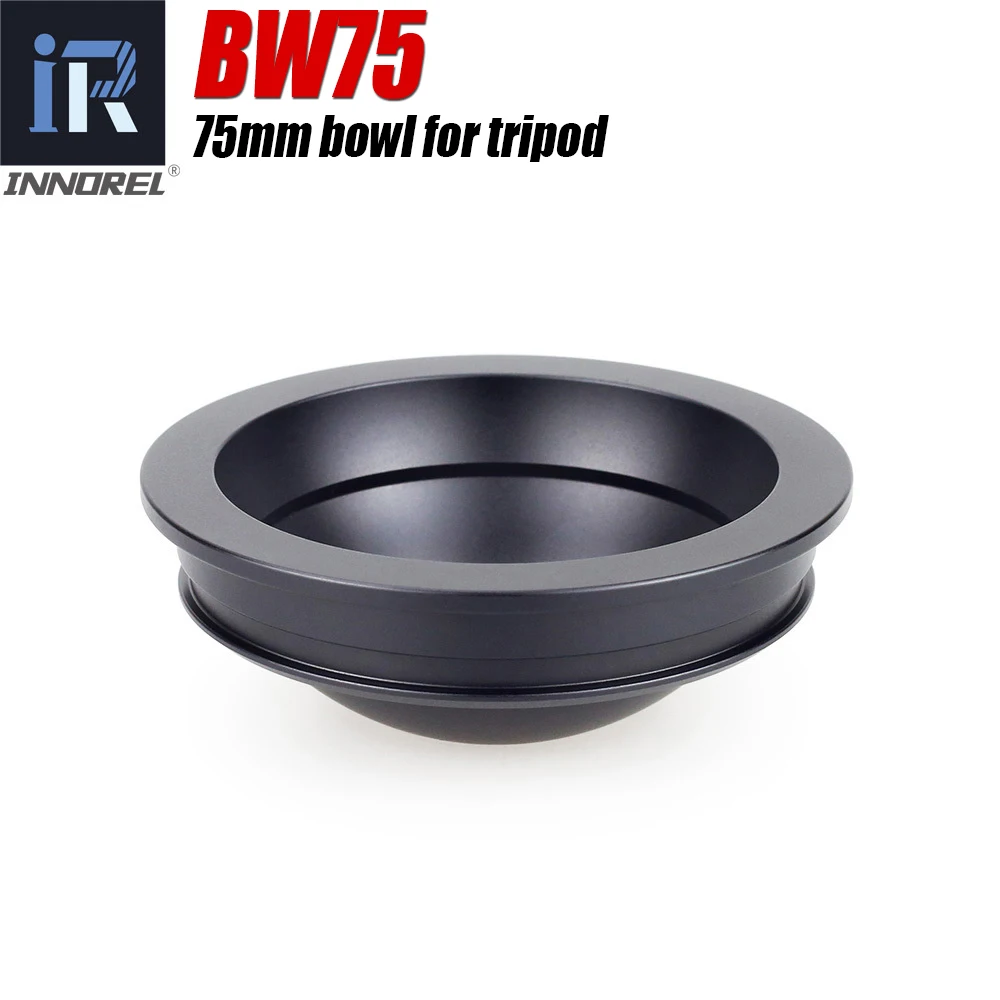 INNOREL BW75 75mm Bowl for Tripod Half Ball Aluminum Alloy Tripod Bowl Adapter for Video Fluid Head Tripod