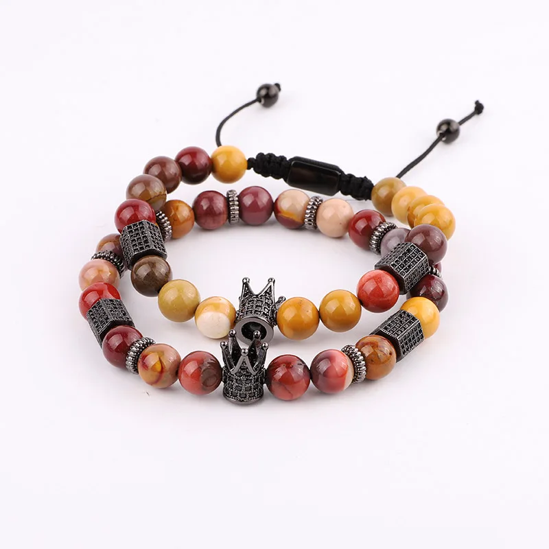 New Design Natural Stone CZ Pave Charm Beads Braided Friendship Adjustable Bracelet Women Men Jewelry Gift