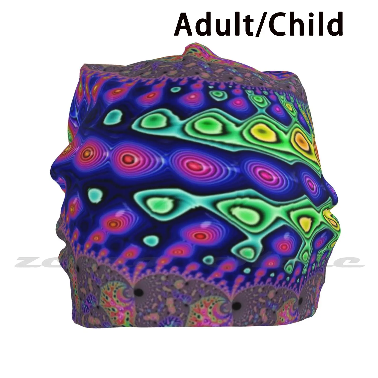 Trippy Adult Kids Knit Hat Hedging Cap Outdoor Sports Breathable Dreamy Vortex Fractal Frax Pro Purple Blue Fuchsia Swirl