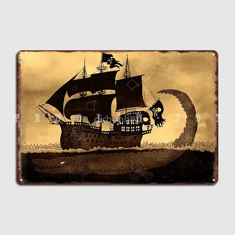 Tick Tock The Croc And Jolly Roger Poster Metal Plaque Pub Design Wall Garage Decoration Tin Sign Poster