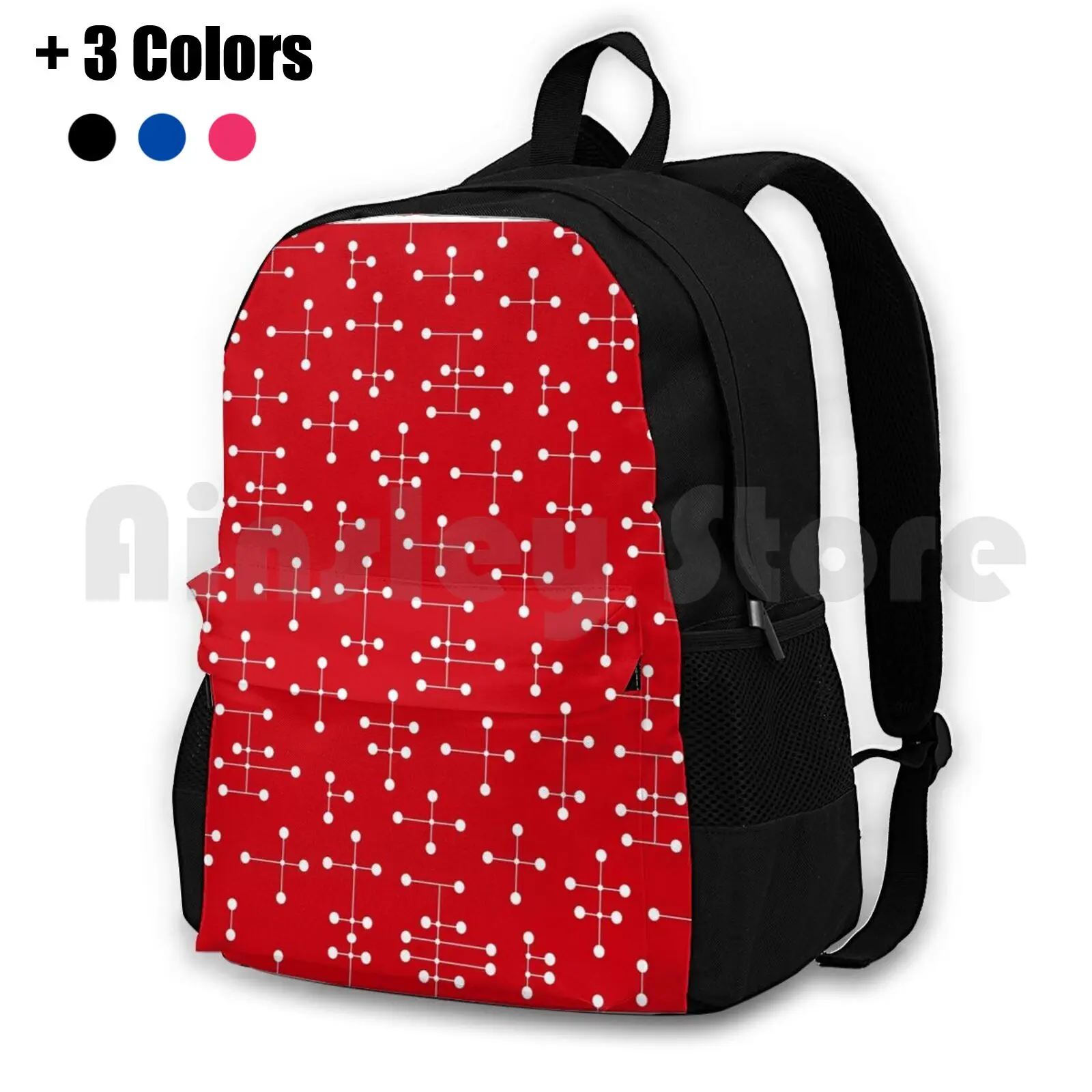 

Midcentury Modern Dots 29 Outdoor Hiking Backpack Waterproof Camping Travel 1950S 1960S 50S 60S Atomic Atomic Inspired Atomic