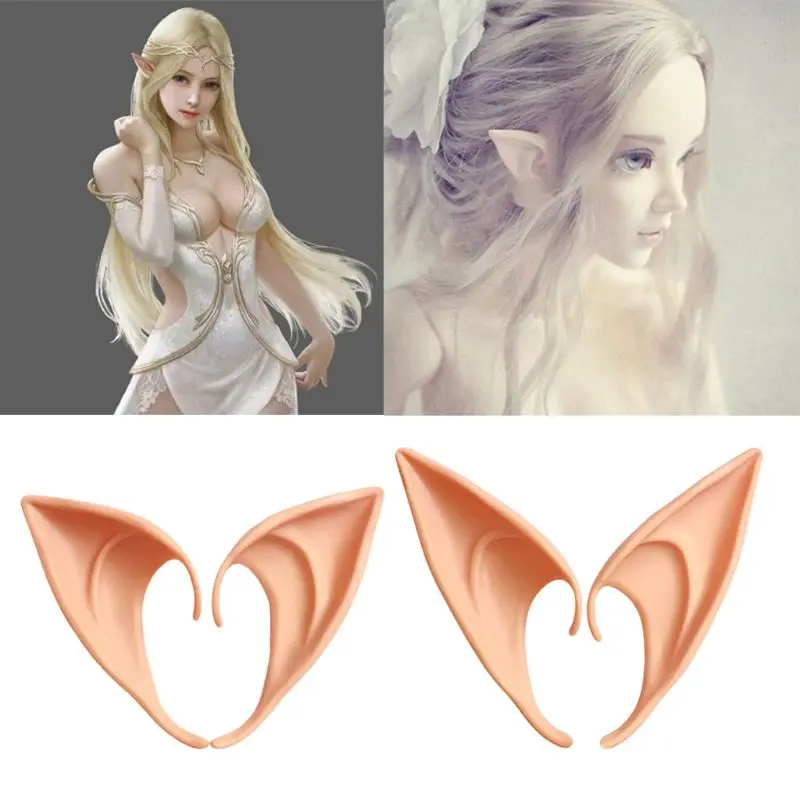 

HBB 1Pair Halloween Costume Ear Tips Elf Fairy Hobbit Vulcan Spock Alien Cosplay Novelty Gag Joke Toys