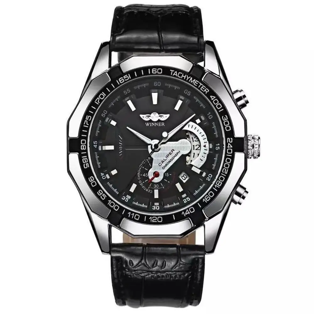 Fashion Winner Watches Men Wristwatches Full Steel Auto Date Automatic Mechanical Watches Small seconds Cheap Price Dropshipping