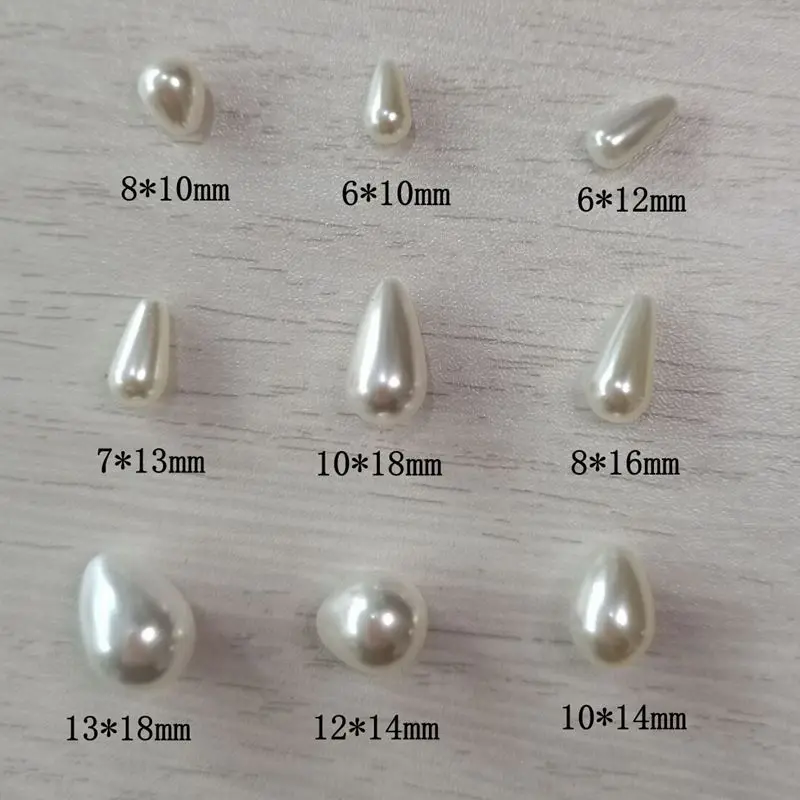 Wholesale Beige Bead Water Drop Imitation Pearl with hole Handmade needlework Seed Beads For DIY Earring Jewelry Making Supplies