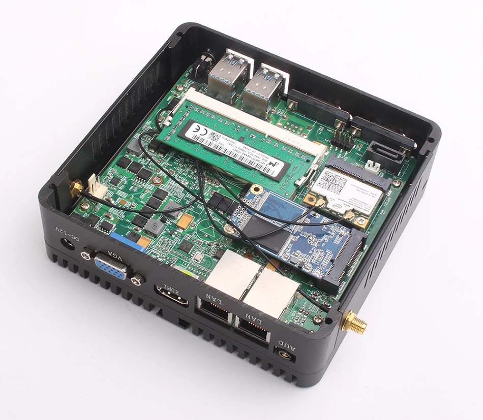 Intel Celeron J6412 Mini PC with Dual LAN 2xRS232/485 4xUSB 1xHDMI Support WiFi 4G LTE Linux Pfsense Computer Windows10 Ready