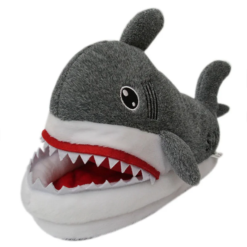 Funny Shark Slippers Girls Designer Cartoon Plush Shoes Female Winter Home Crazzy Slippers Women Floor Fur Slippers 2021 News