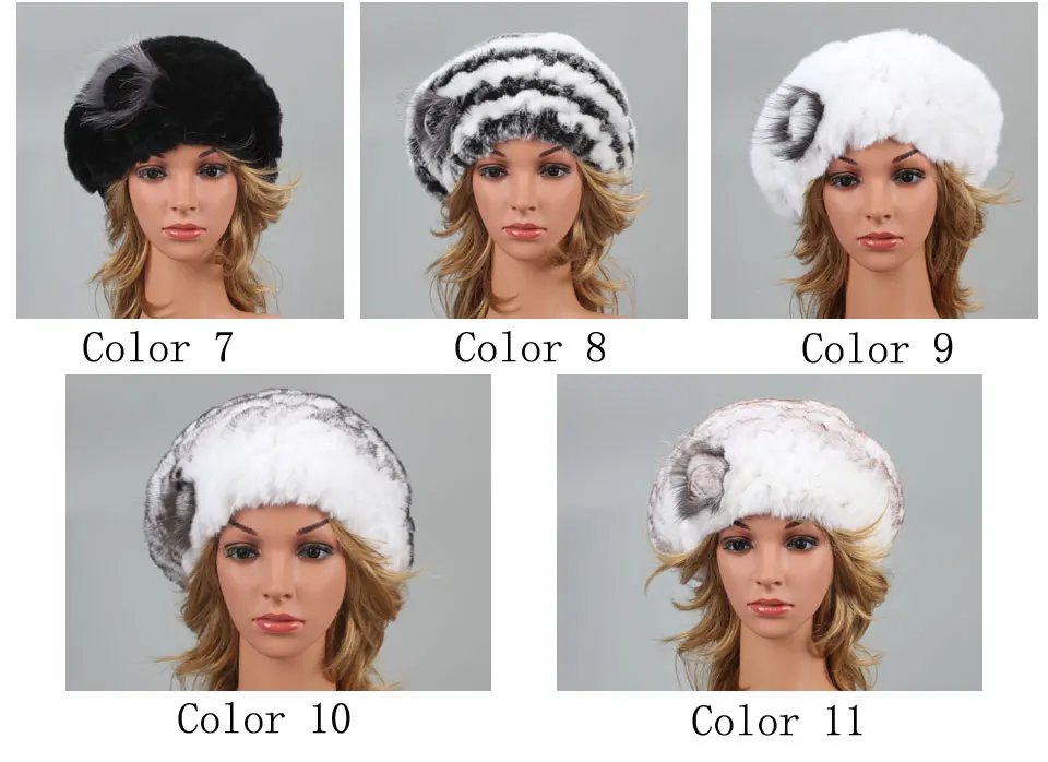 Berets für Frauen Echte Kaninchen Pelz Hut Winter Kausalen Warme Gestrickte Kappe Für Mädchen Weibliche Mode Im Freien Große Damen Volumen Hüte – Detail 4