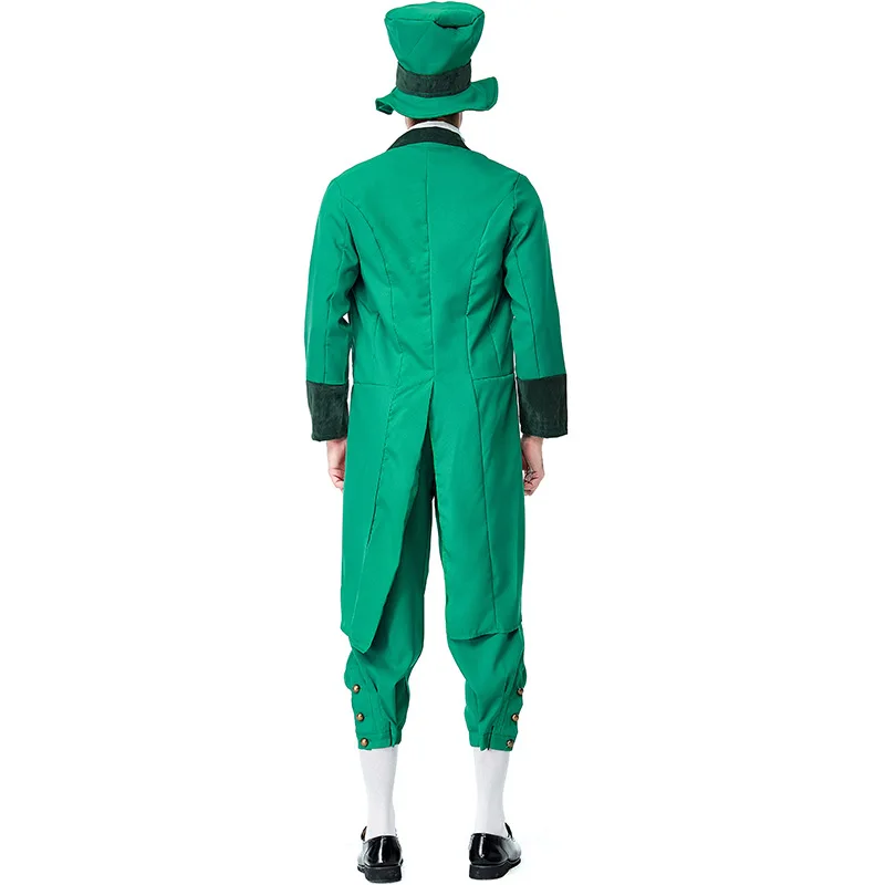 Adult Man Ireland St. Patrick's Day Leprechaun Costume Halloween Stage performance Goblin Dwarfs Elf Tuxedo Cosplay Suit