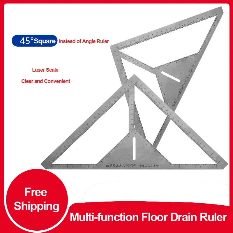 

Multi-function Floor Drain Ruler Precisely Triangle Ruler Stainless Steel Durable Angle Craftsman Flower Pattern Tile