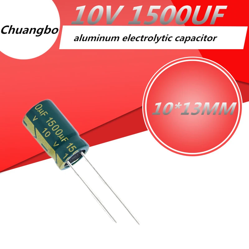 10pcs 10V1500UF 10*13 1500UF 10V Low ESR/Impedance high frequency aluminum electrolytic capacitor size 10*13MM 1500UF 10V 20%