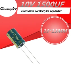 10pcs 10V1500UF 10*13 1500UF 10V Low ESR/Impedance high frequency aluminum electrolytic capacitor size 10*13MM 1500UF 10V 20%