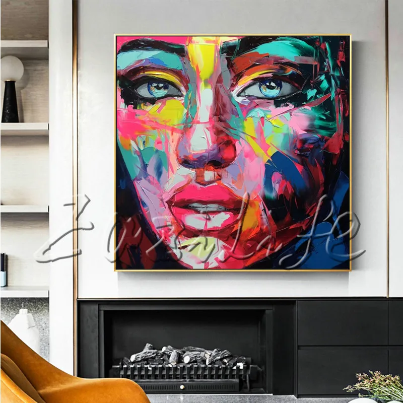 

Portrait Face Unspoken Words Palette knife Oil painting christmas figure canva Hand painted Francoise Nielly wall Art picture