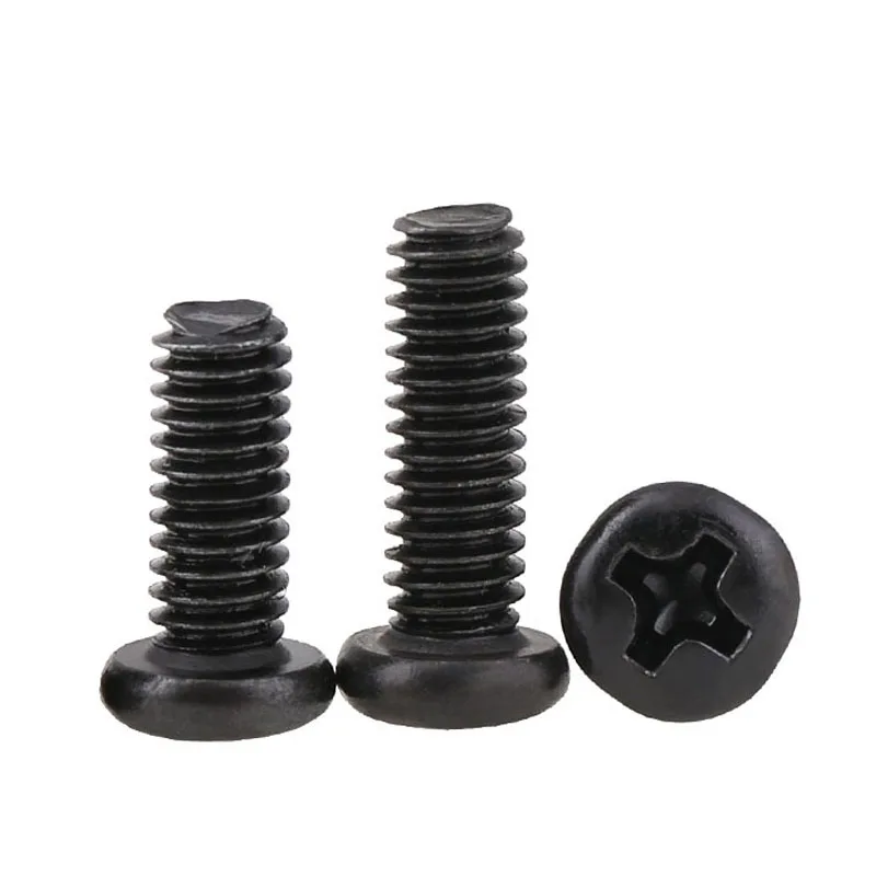 Wkooa 1000 Pcs Steel Small Screws Pan Head Phillips Drive Black M1 M1.2 M1.4 M1.6 M2 M2.5 M3
