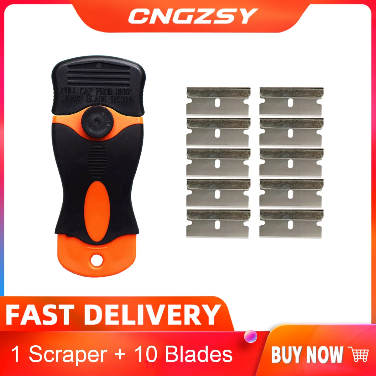 

1pc Razor Scraper 10pcs Replacement Metal Plastic Blades For Glue Sticker Film Paint Ceramic Oven Stove Car House Floor Cleaning