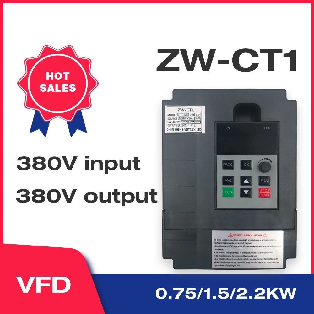 

Inversor VFD 750W/1.5KW/2.2KW ZW-CT1 3P 380V Convertidor de salida Inversor de frecuencia variable Wzw