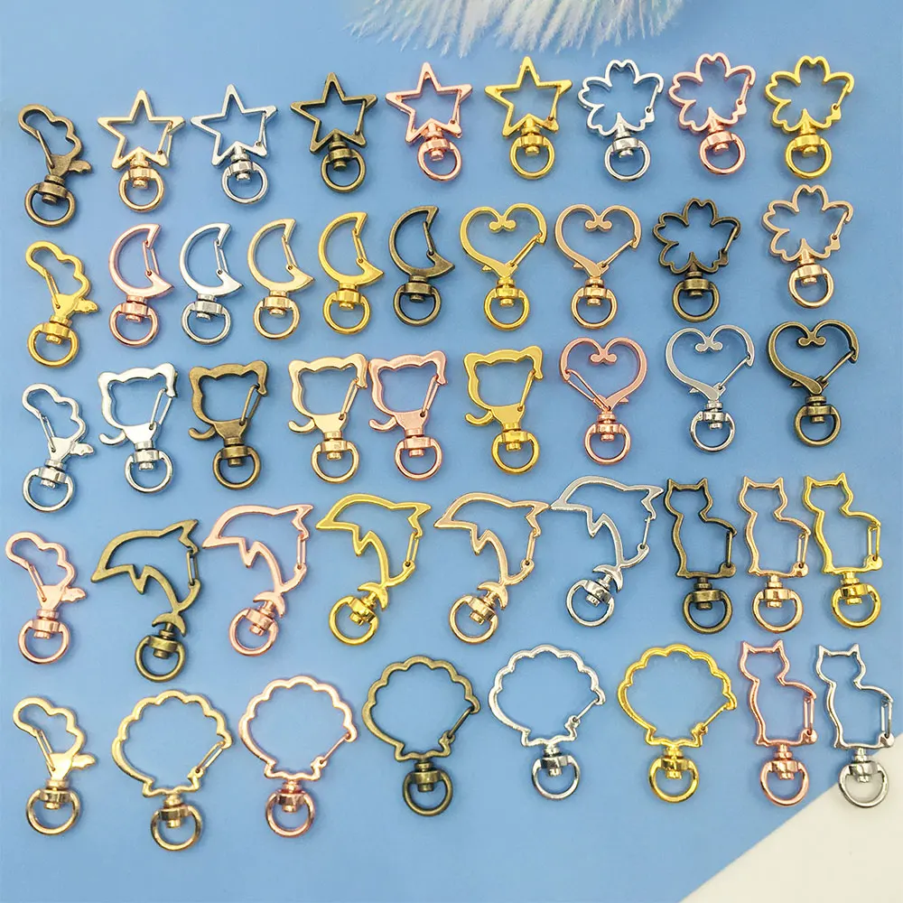 10pcs Keychain LobsterClasp ClipKey HookPersonalized Animal Carabiner Fashion Decoration Heart Shaped Cute Trinkets Accessories