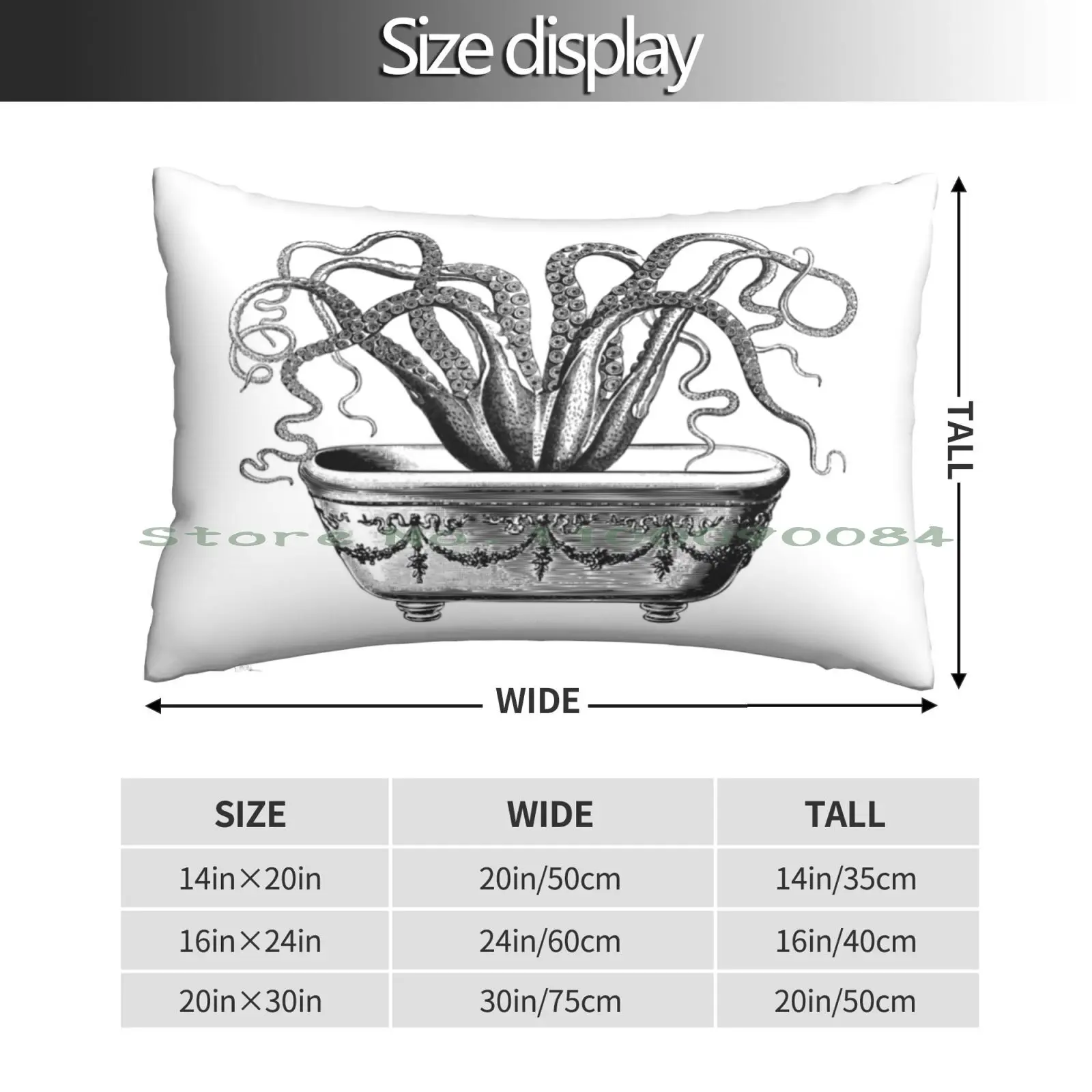 Tentacles In The Tub | Octopus In Bathtub | Vintage Octopus | Black And White | Pillow Case 20x30 50*75 Sofa Bedroom Squid