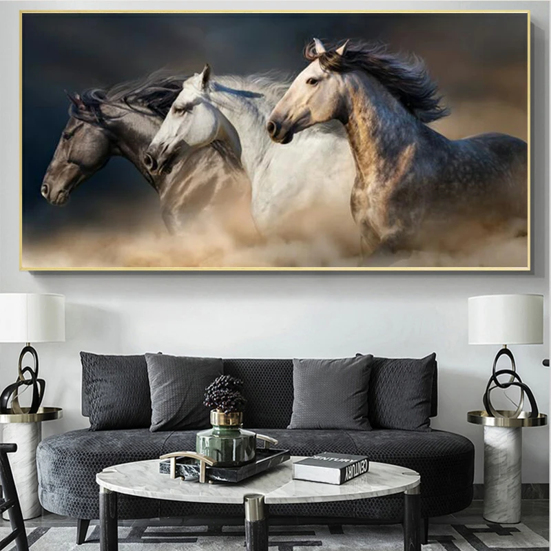 

Three Running Horses Canvas Art Animals Wall Art Poster Pictures For Living Room Home Decor Cuadros Wall Canvas Print Paintings