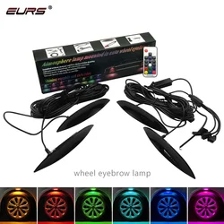 4X Car Wheel Lights Eyebrow Ambience Car Explosion Flash decorative Lamp Universal Remote Control LED RGB Car Tires Wheel Light