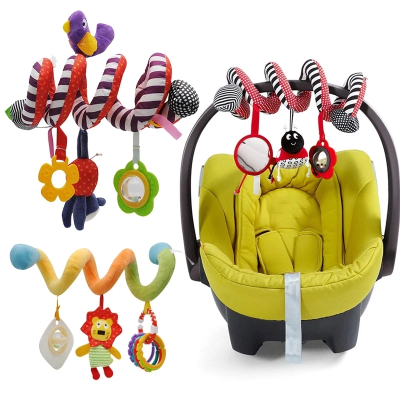 Spiral Pendurado Chocalhos para Bebês, Desenhos Animados Móveis, Carrinho De Cama, Squeaky Sinos De Mão, Brinquedos De Pelúcia, Criança Bonecas, Brinquedos Infantis