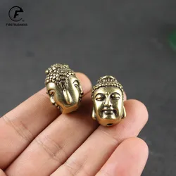 Copper Double Face Buddha Head Figure Knife Bead Keychains Pendant Brass Umbrella Rope Hangings Accessories DIY Paracord Jewelry