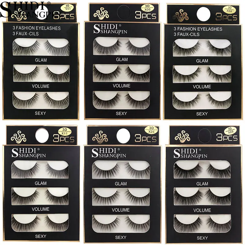 SHIDISHANGPIN 3 pair natural soft false eyelashes fake lashes long makeup 3d mink lashes eyelash extension mink eyelashes beauty