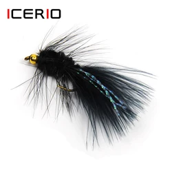 ICERIO 10PCS Woolly Bugger Streamer Flies Flashabou Crystal Tail Trout Salmon Fly Fishing Lures #8